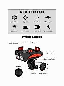 XBYC 6139 Ön Işık Korna Telefon Tutucu Powerbank