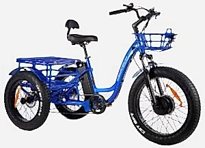 Geotech Trio Deluxe Elektrikli Üç Tekerlekli Kargo Bisikleti Mavi